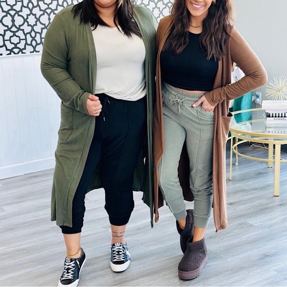 ☃️BOGO50%☃️ 🆕🤍STYLIVE: OATMEAL Open Front Long Cardigan MEDIUM - Picture 7 of 7